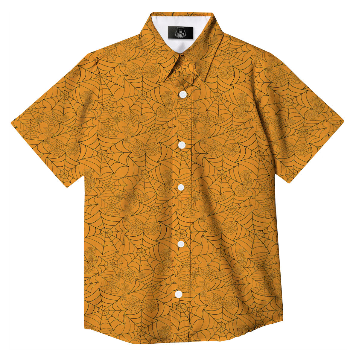 Cobweb Horror Print Button Up Shirt-grizzshop