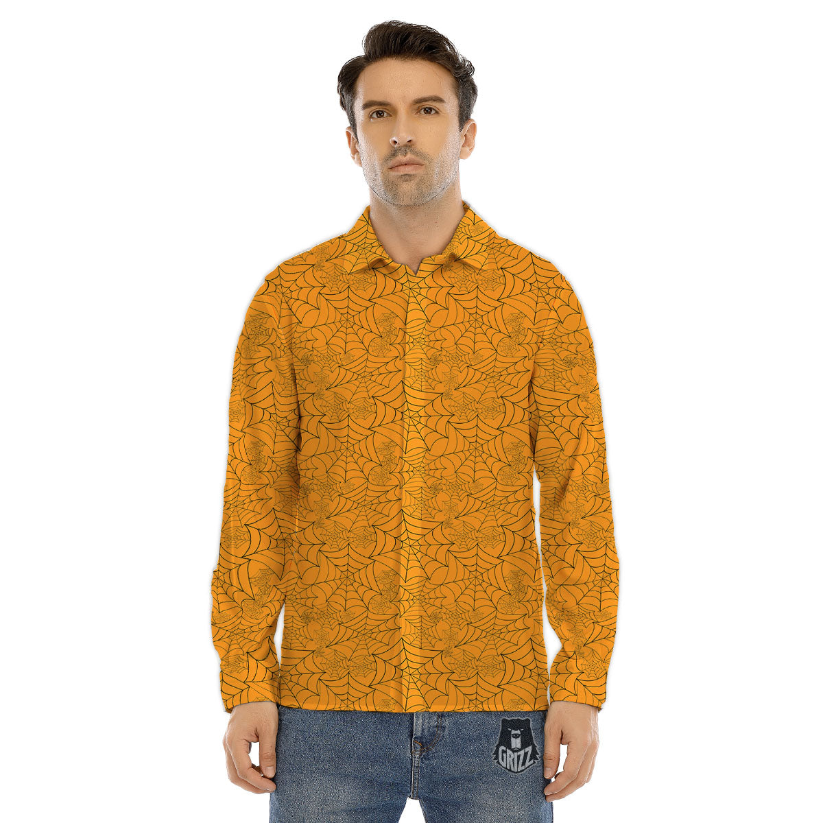Cobweb Horror Print Men's Dress Shirts-grizzshop