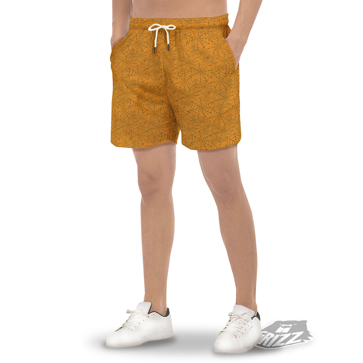 Cobweb Horror Print Men's Gym Shorts-grizzshop