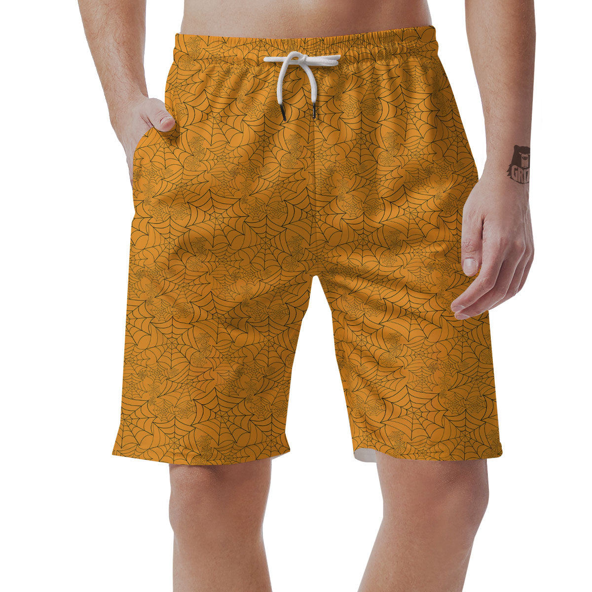 Cobweb Horror Print Men's Shorts-grizzshop