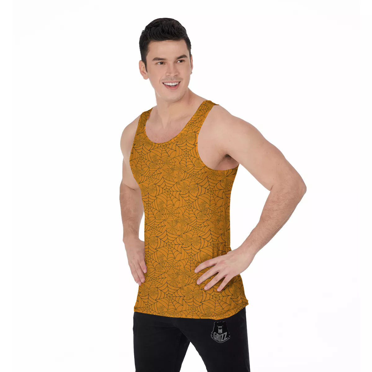 Cobweb Horror Print Men's Tank Top-grizzshop