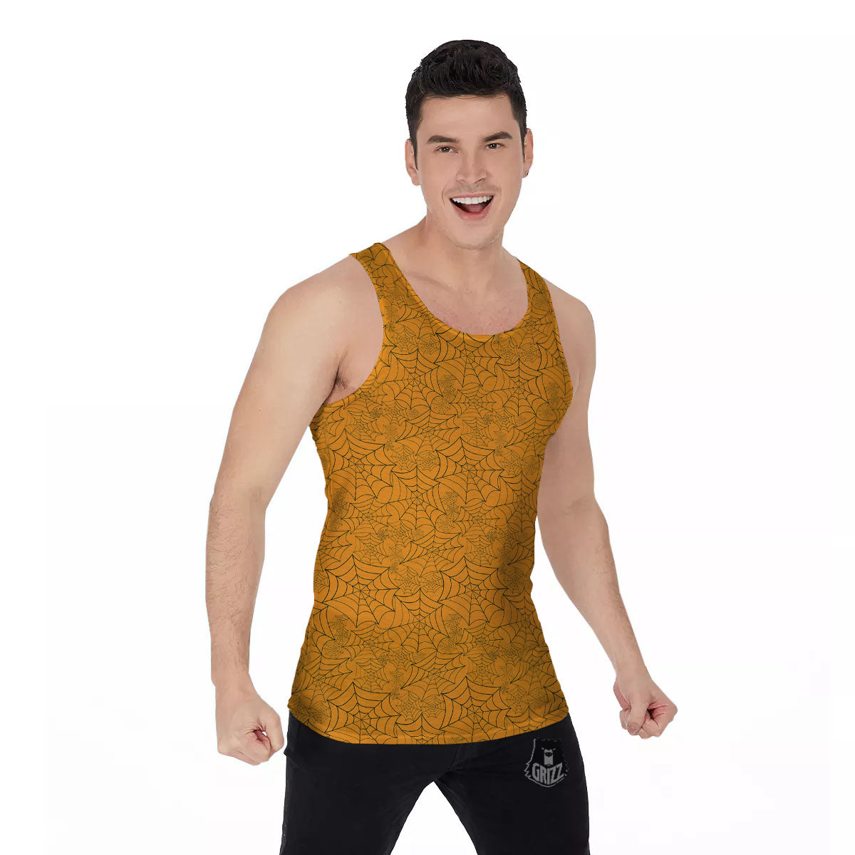 Cobweb Horror Print Men's Tank Top-grizzshop