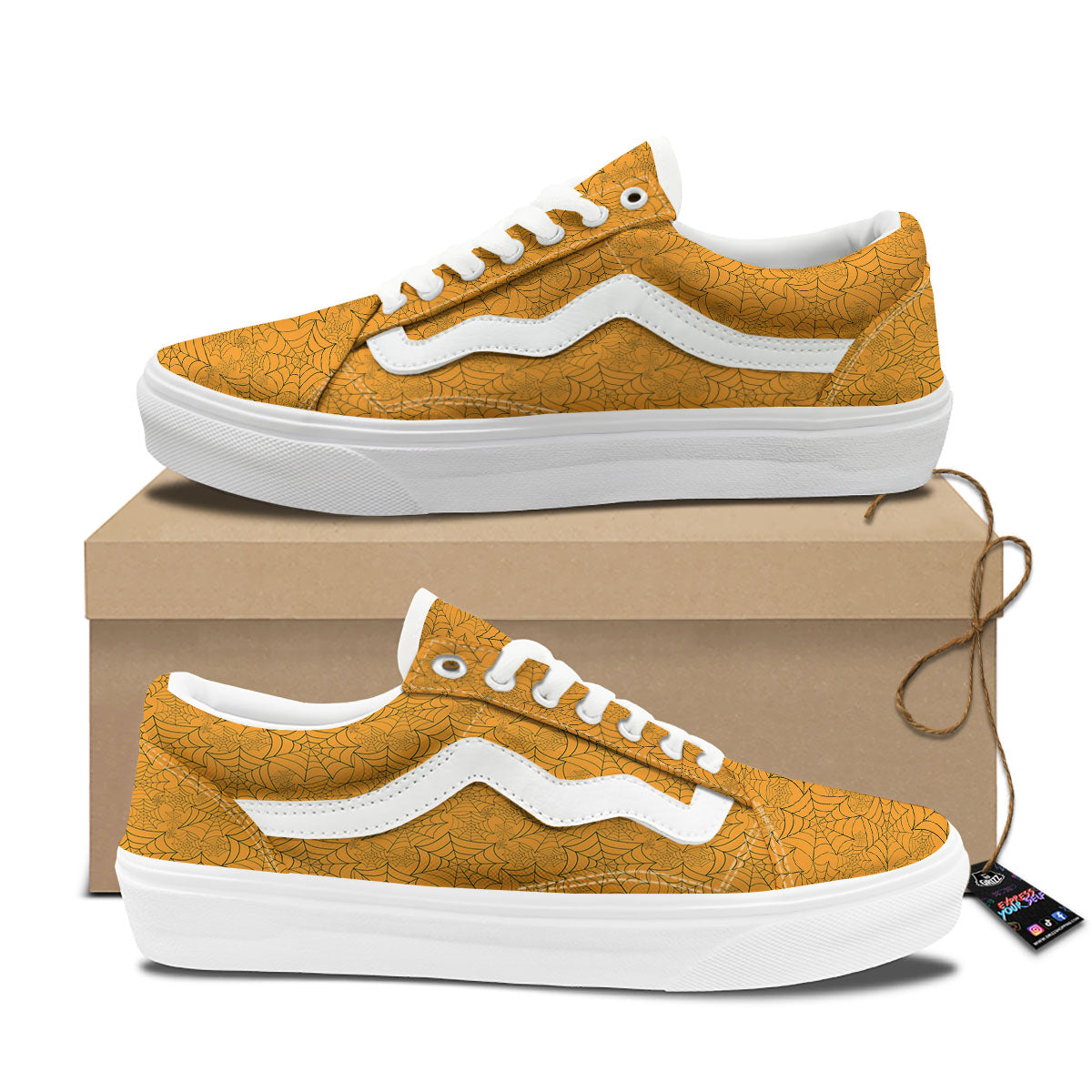 Cobweb Horror Print Skate Shoes-grizzshop