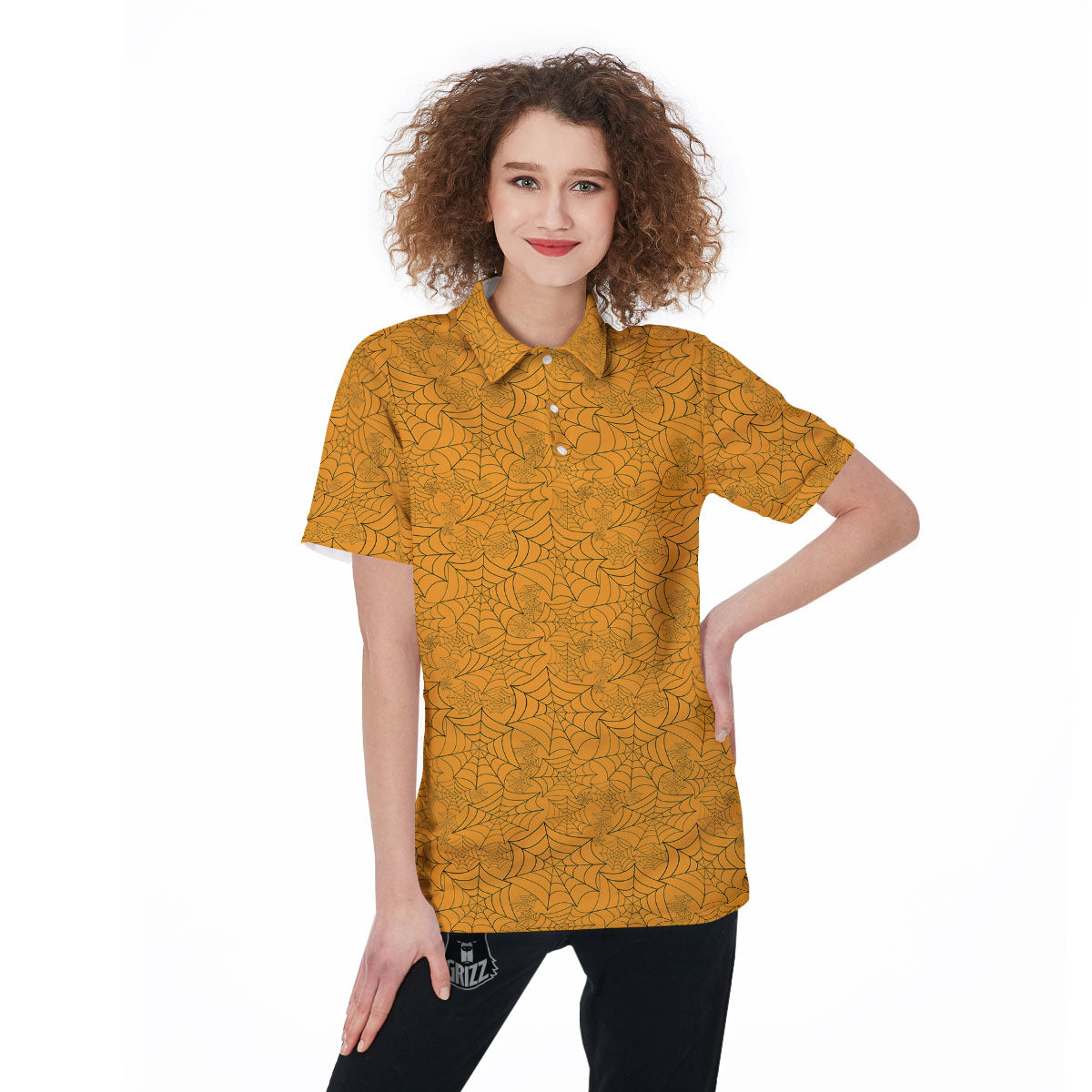 Cobweb Horror Print Women's Golf Shirts-grizzshop