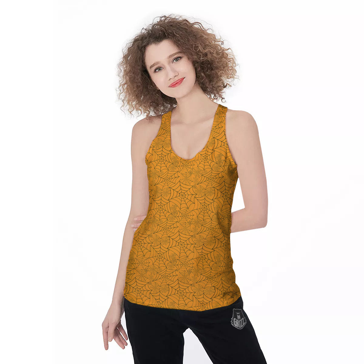 Cobweb Horror Print Women's Racerback Tank Top-grizzshop