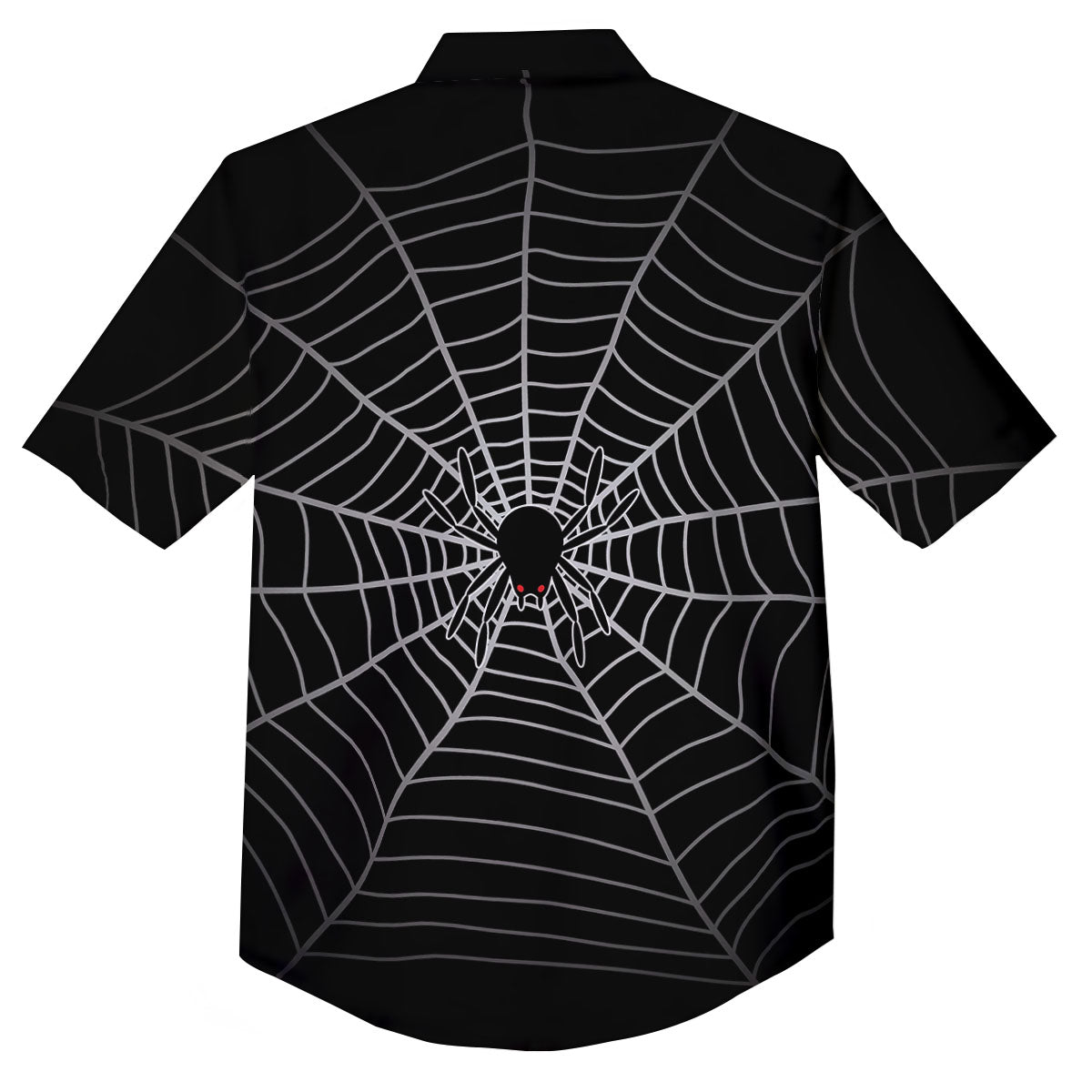 Cobweb White And Black Print Button Up Shirt-grizzshop