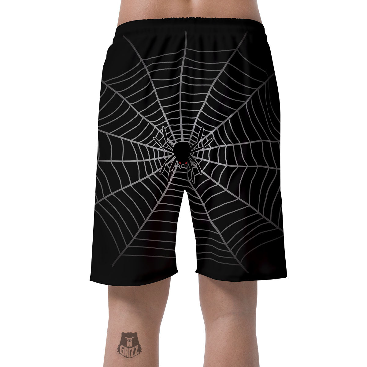 Cobweb White And Black Print Men's Shorts-grizzshop