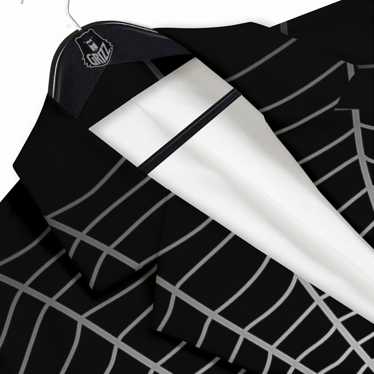 Cobweb White And Black Print Men's Sport Coat-grizzshop