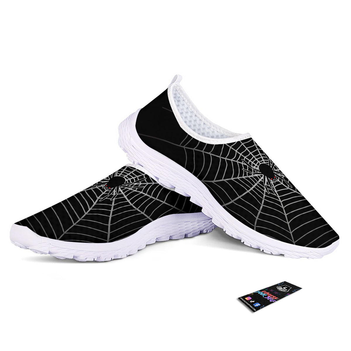 Cobweb White And Black Print Nurse Shoes-grizzshop