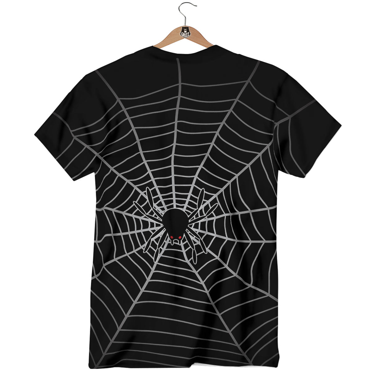 Cobweb White And Black Print T-Shirt-grizzshop