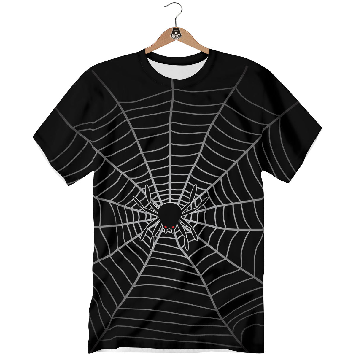Cobweb White And Black Print T-Shirt-grizzshop