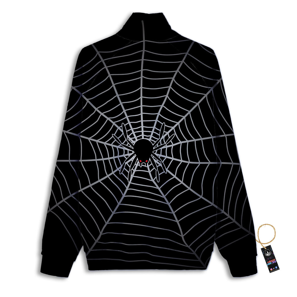 Cobweb White And Black Print Track Jacket-grizzshop
