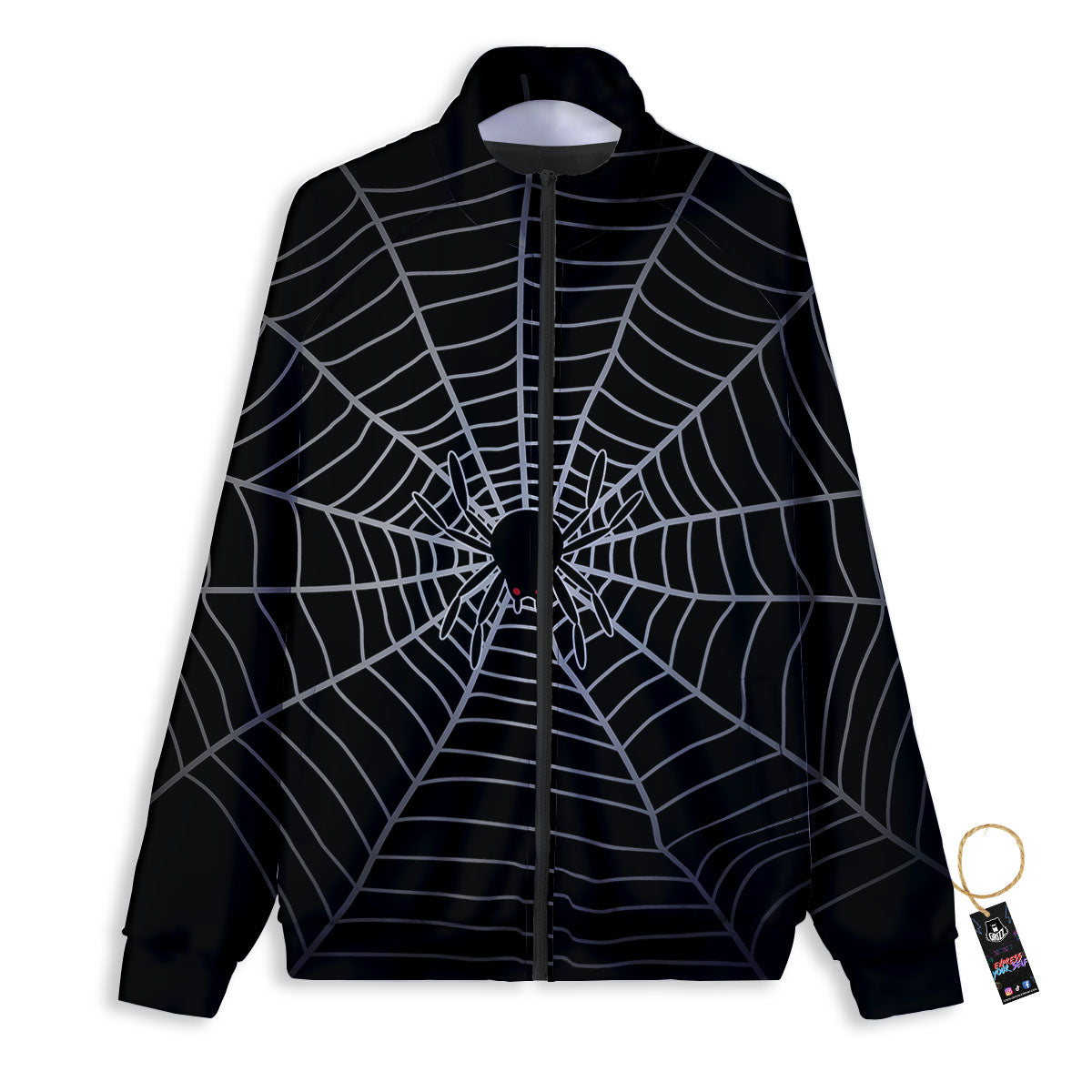 Cobweb White And Black Print Track Jacket-grizzshop