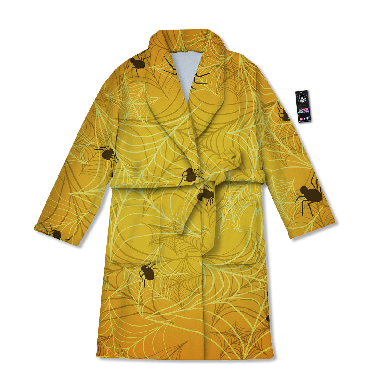 Cobweb Yellow Print Bathrobe-grizzshop
