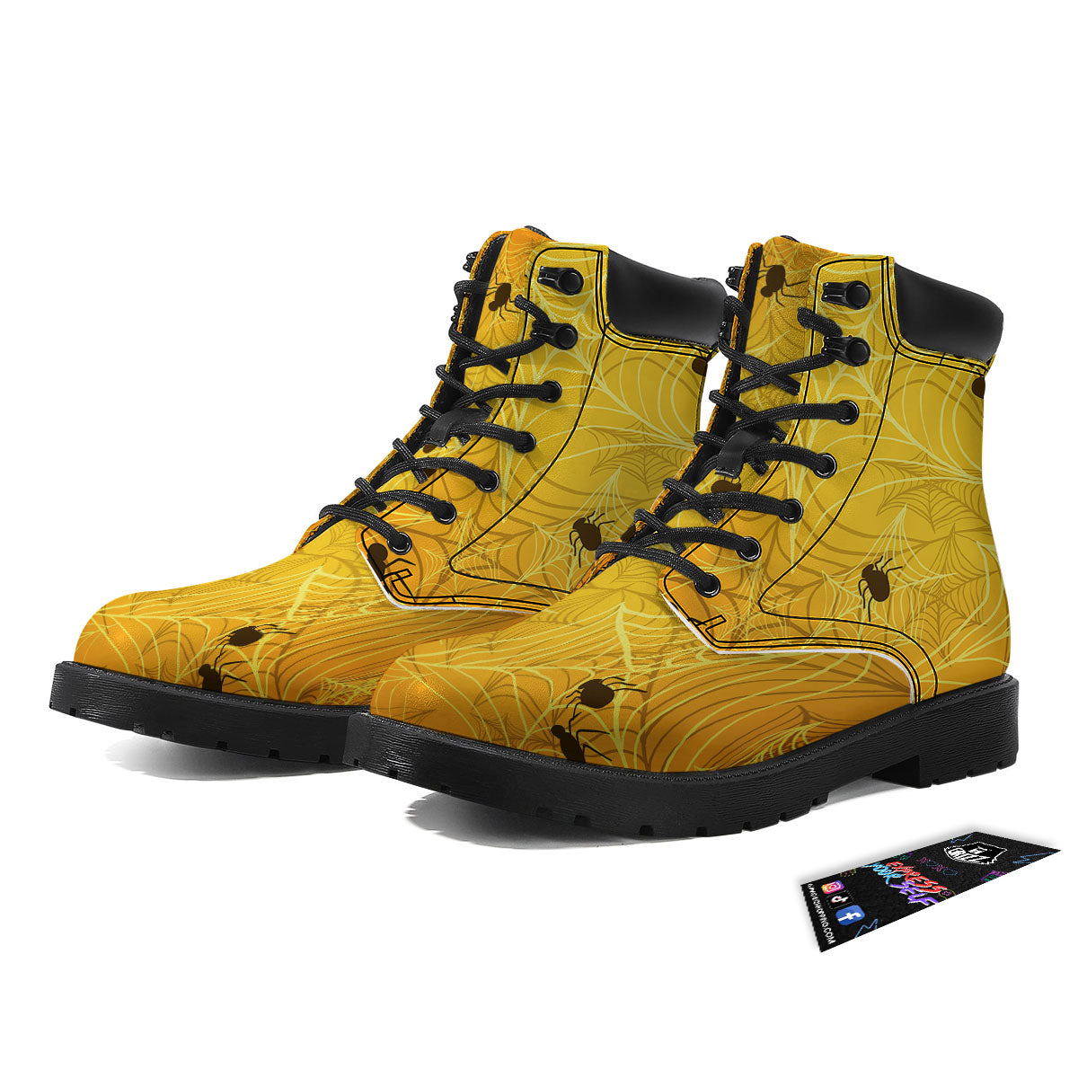 Cobweb Yellow Print Boots-grizzshop