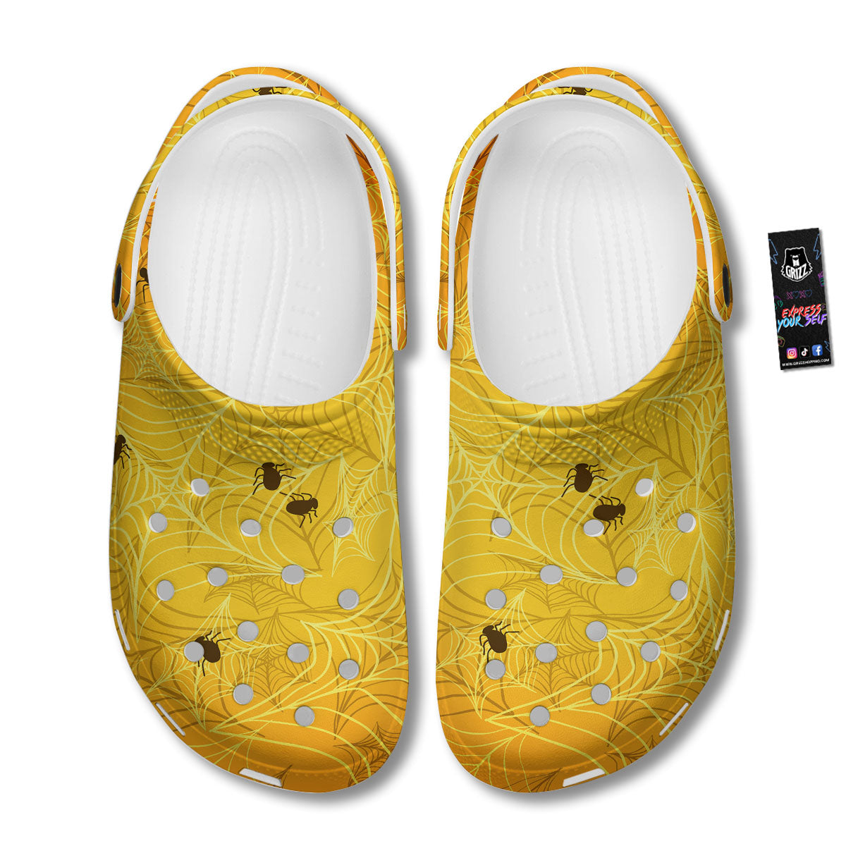 Cobweb Yellow Print Clog-grizzshop