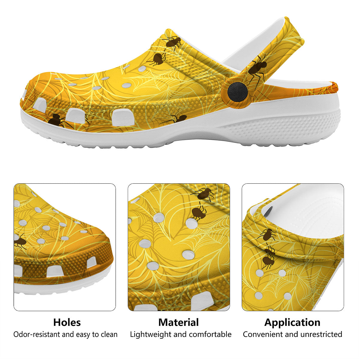 Cobweb Yellow Print Clog-grizzshop