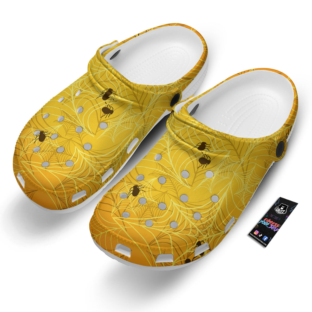 Cobweb Yellow Print Clog-grizzshop