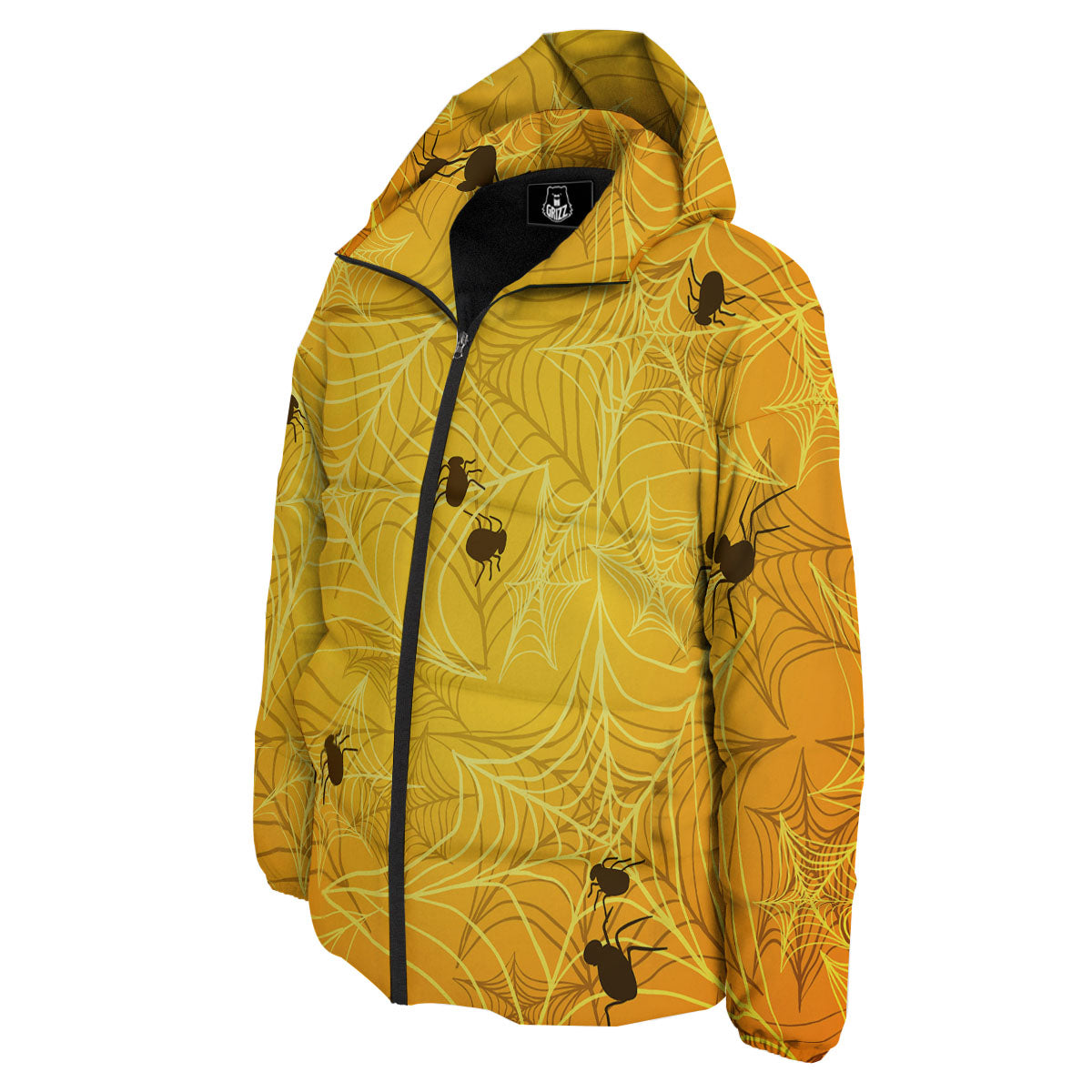 Cobweb Yellow Print Down Jacket-grizzshop