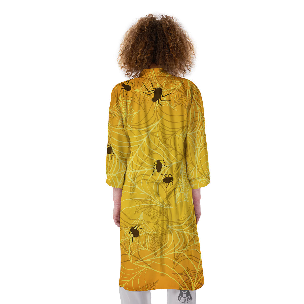 Cobweb Yellow Print Kimono-grizzshop