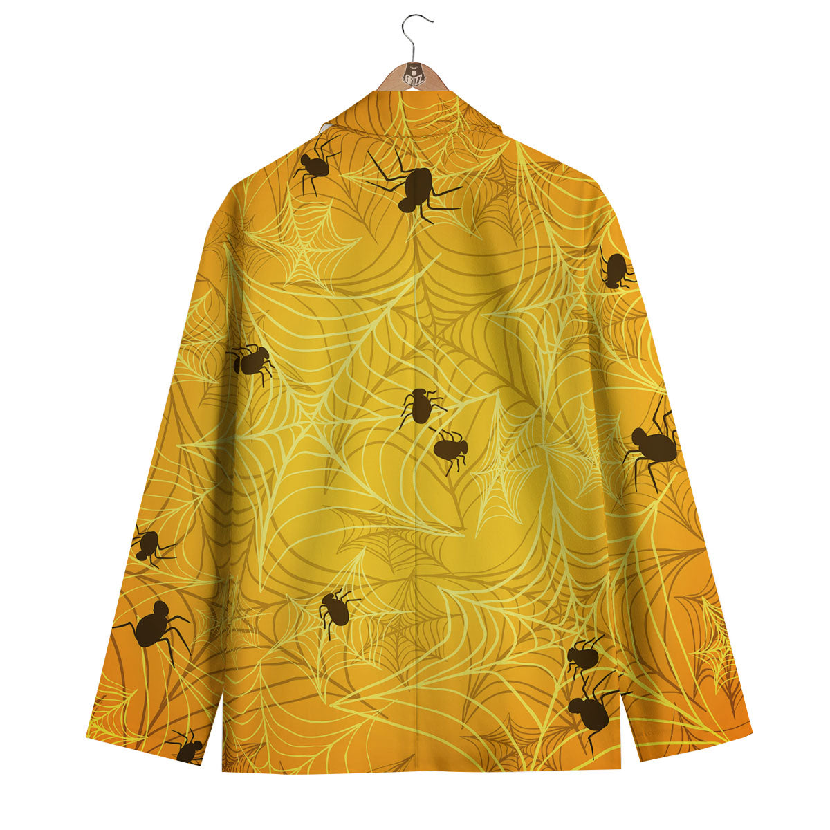 Cobweb Yellow Print Men's Blazer-grizzshop