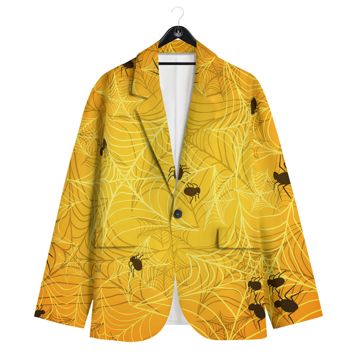 Cobweb Yellow Print Men's Sport Coat-grizzshop