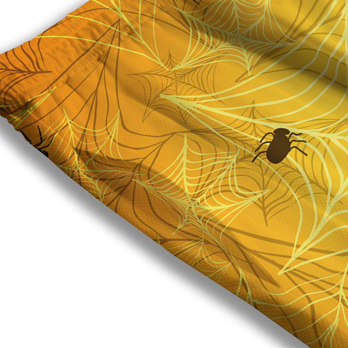 Cobweb Yellow Print Mesh Shorts