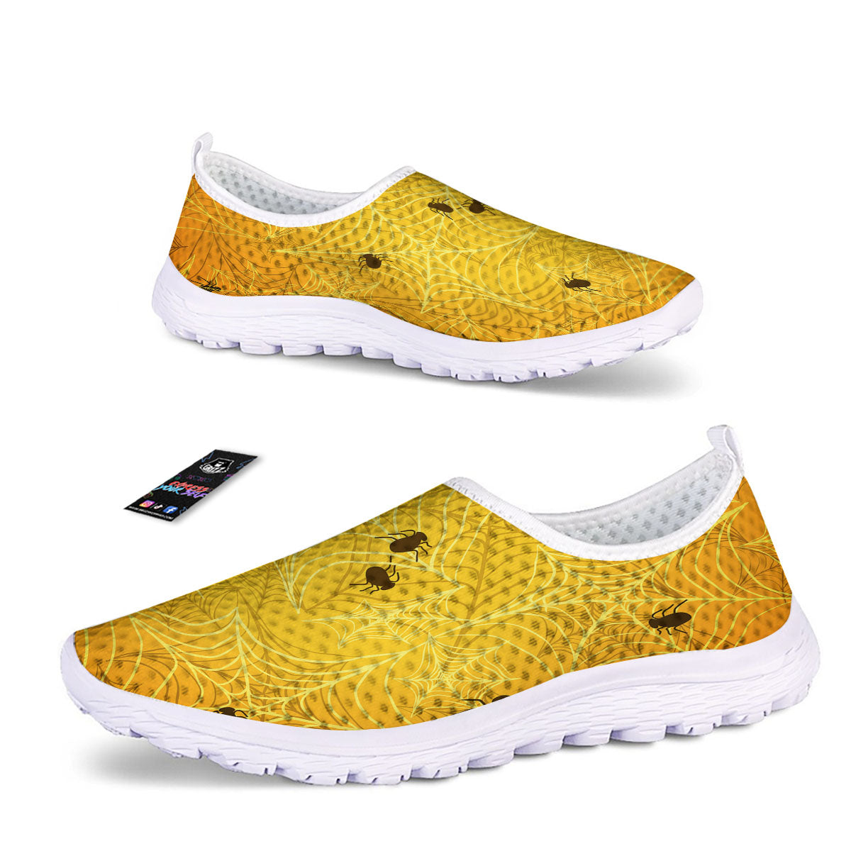 Cobweb Yellow Print Nurse Shoes-grizzshop
