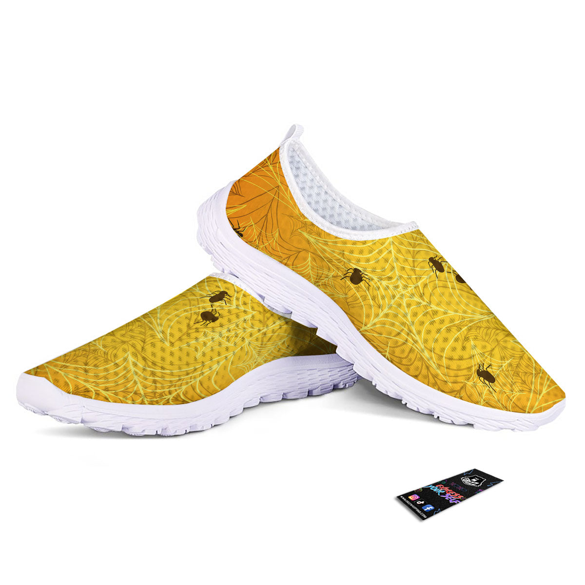 Cobweb Yellow Print Nurse Shoes-grizzshop