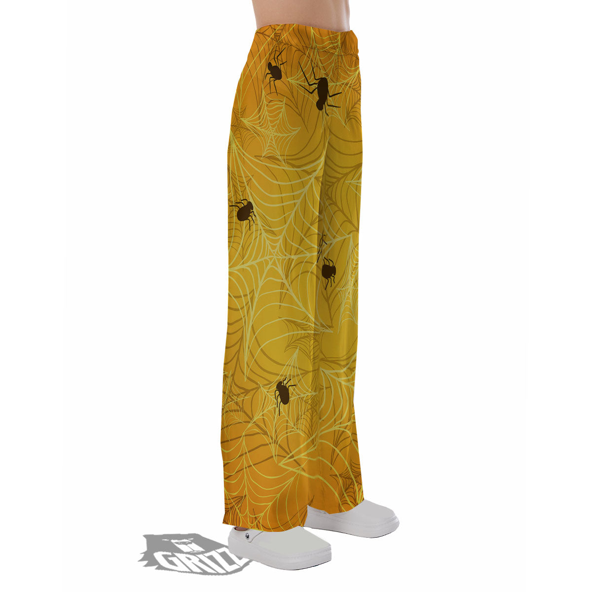 Cobweb Yellow Print Pajama Pants-grizzshop