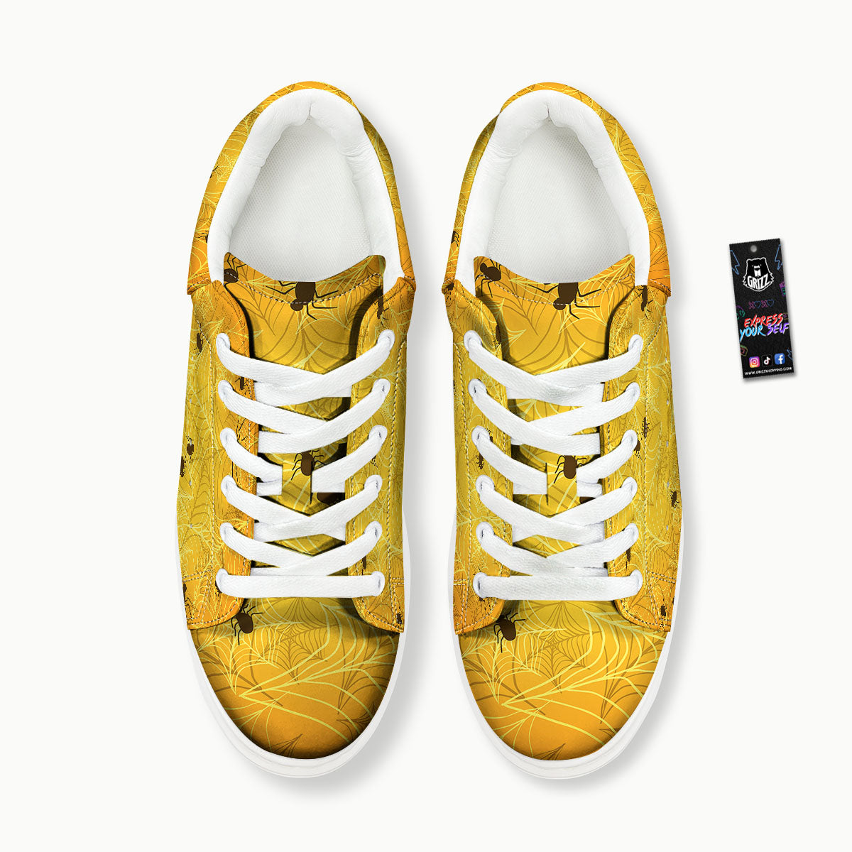Cobweb Yellow Print Platform Shoes-grizzshop
