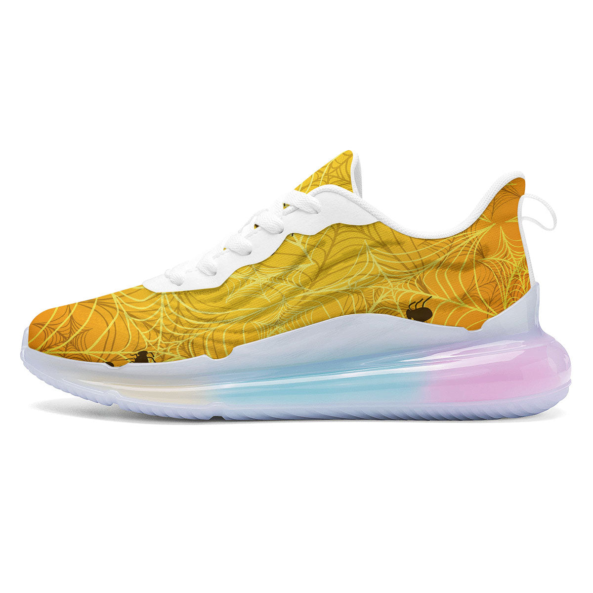 Cobweb Yellow Print Running Sneakers-grizzshop