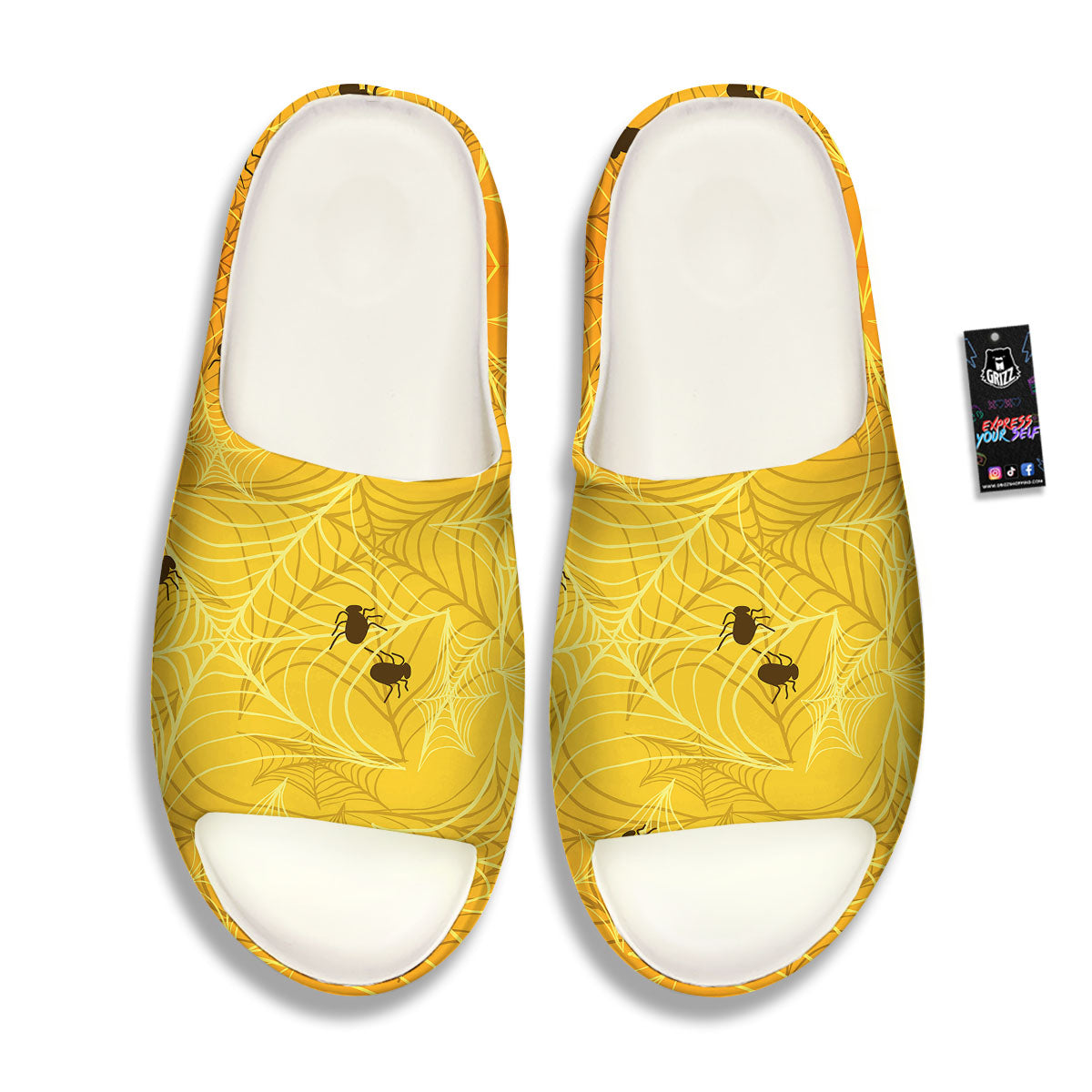Cobweb Yellow Print Sandals-grizzshop