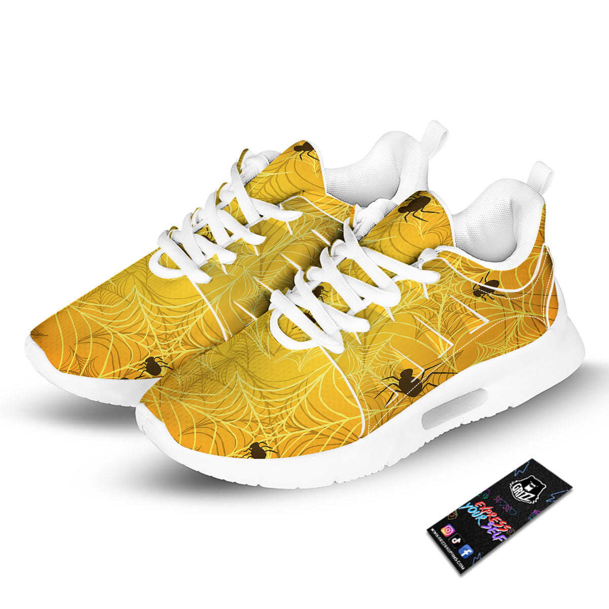 Cobweb Yellow Print Tennis Shoes-grizzshop