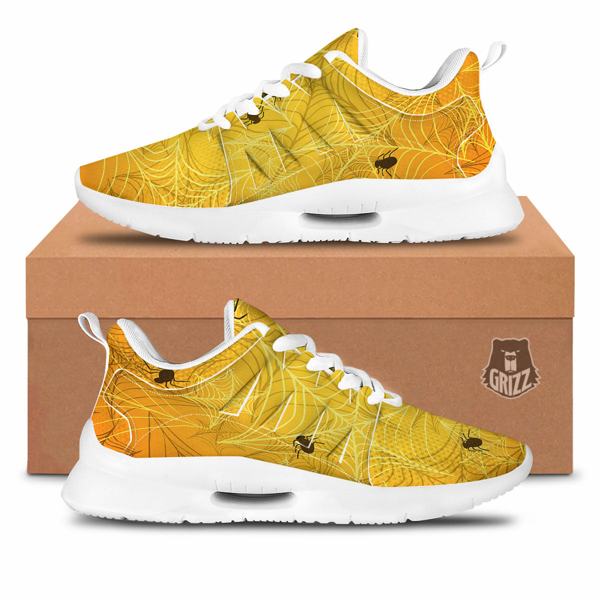 Cobweb Yellow Print Tennis Shoes-grizzshop