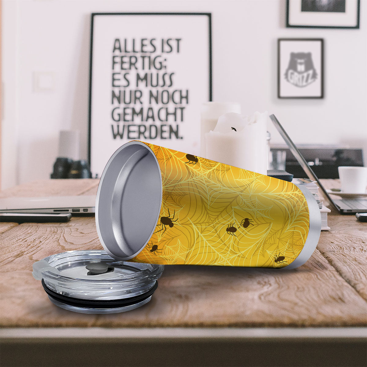 Cobweb Yellow Print Tumbler-grizzshop