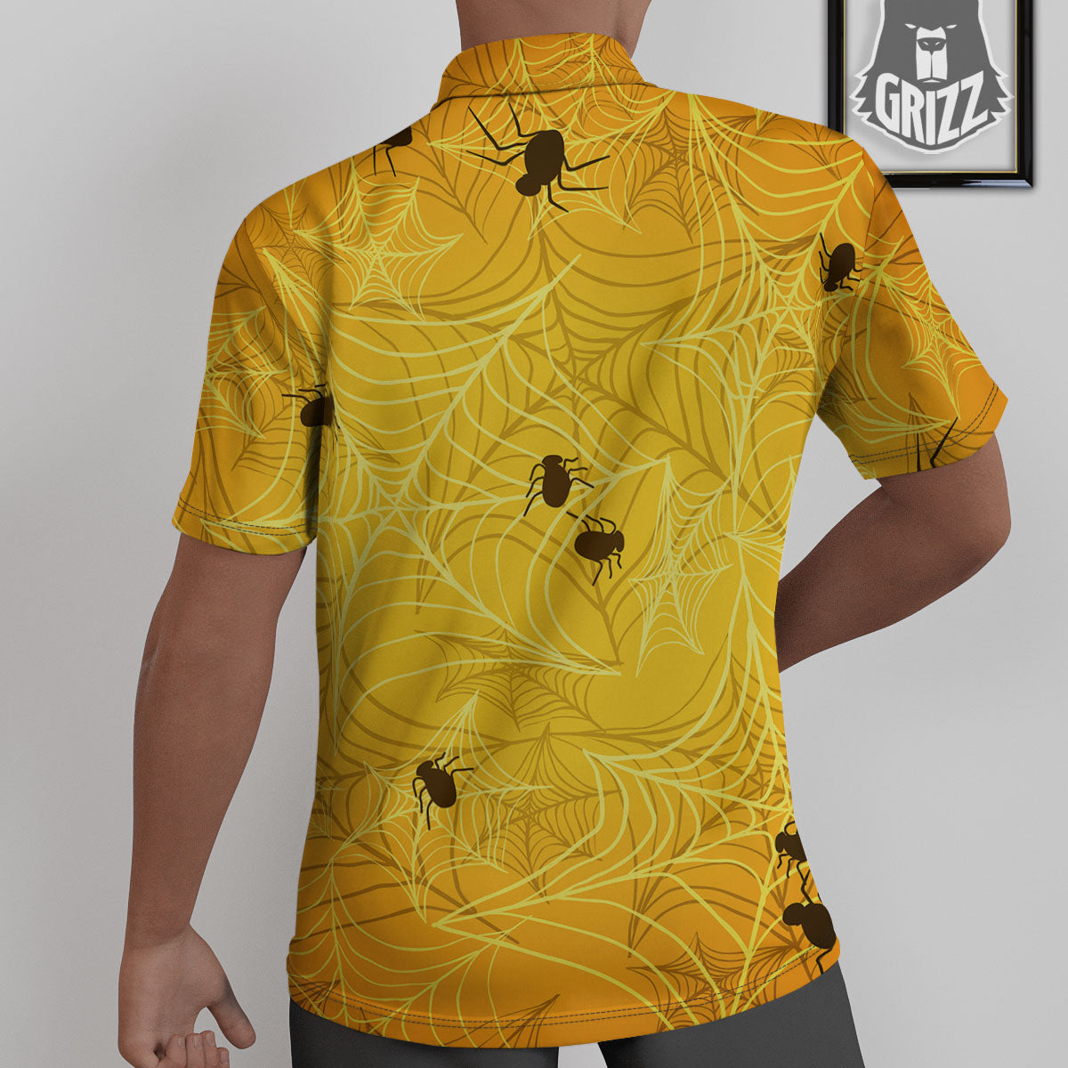 Cobweb Yellow Print Untucked Shirts-grizzshop