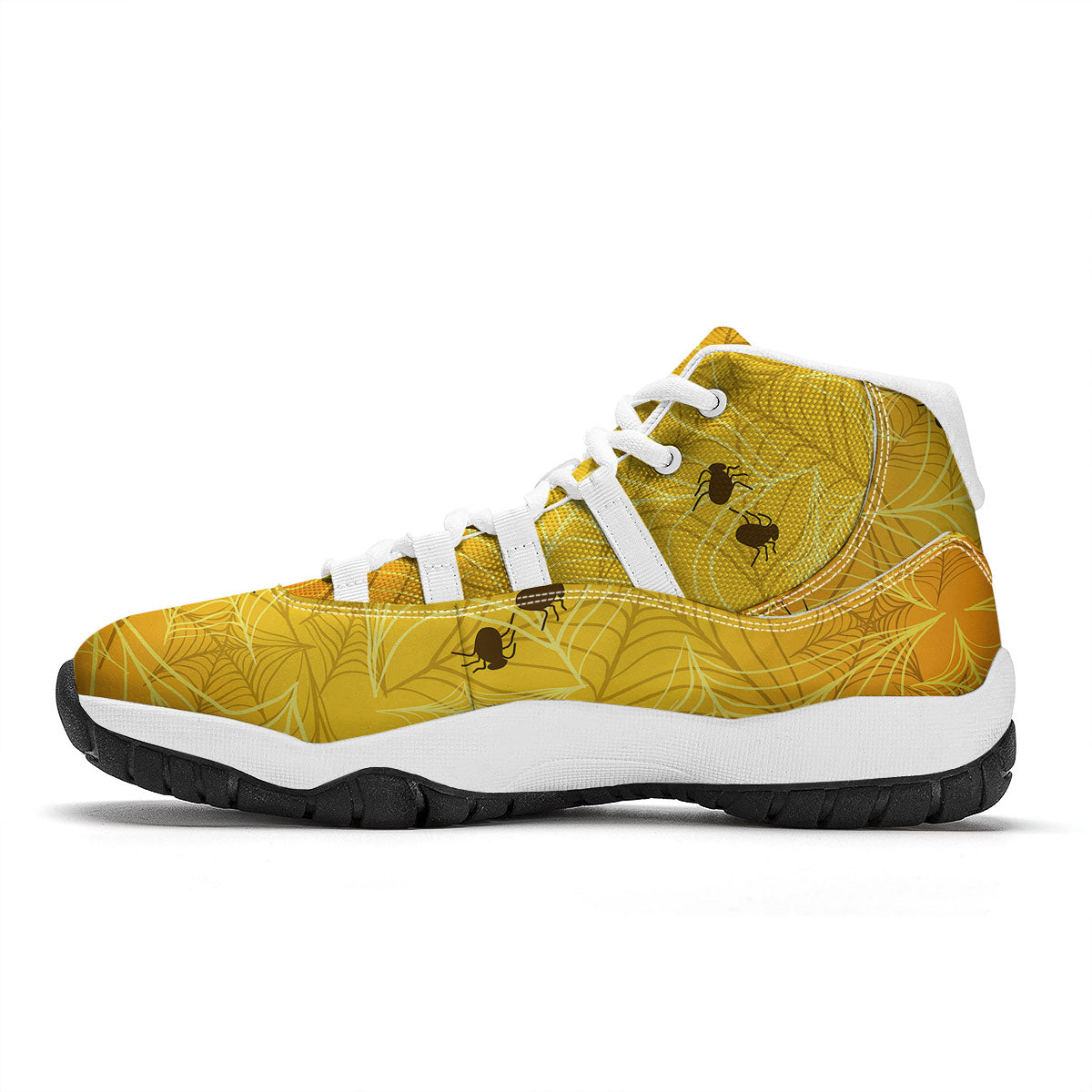 Cobweb Yellow Print White Bball Shoes-grizzshop