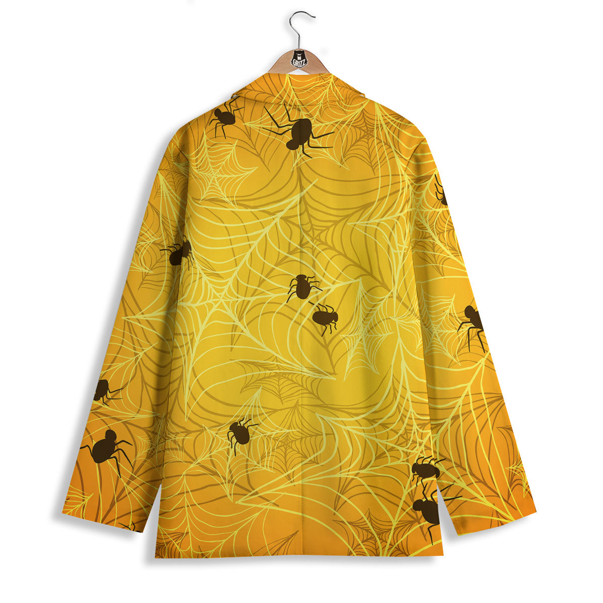 Cobweb Yellow Print Women's Blazer-grizzshop