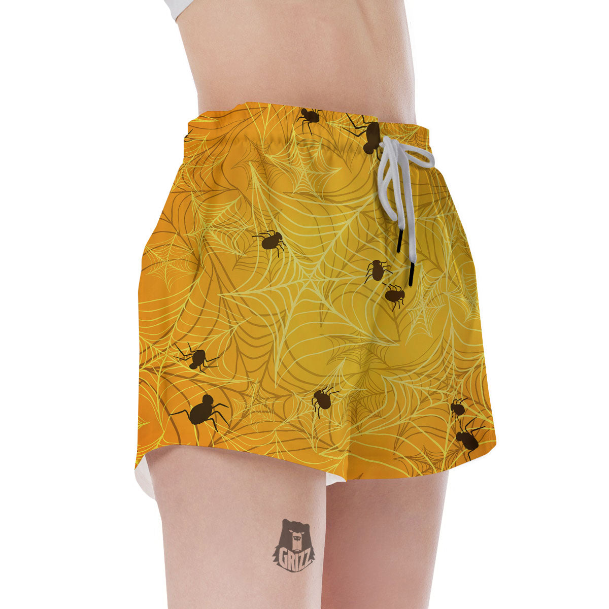 Cobweb Yellow Print Women's Shorts-grizzshop