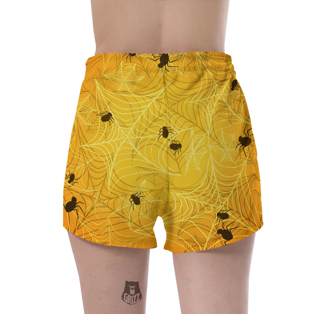 Cobweb Yellow Print Women's Shorts-grizzshop