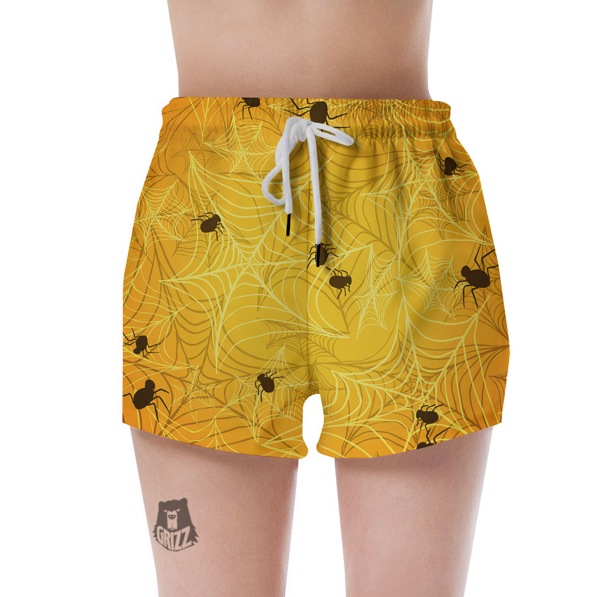Cobweb Yellow Print Women's Shorts-grizzshop