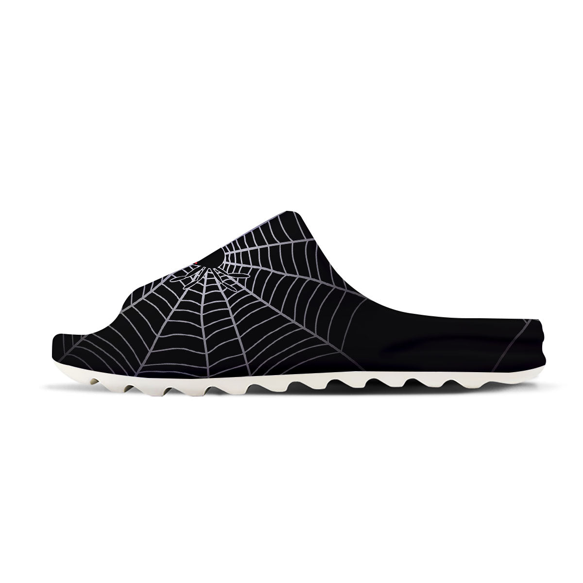 Cobweb White And Black Print Sandals-grizzshop