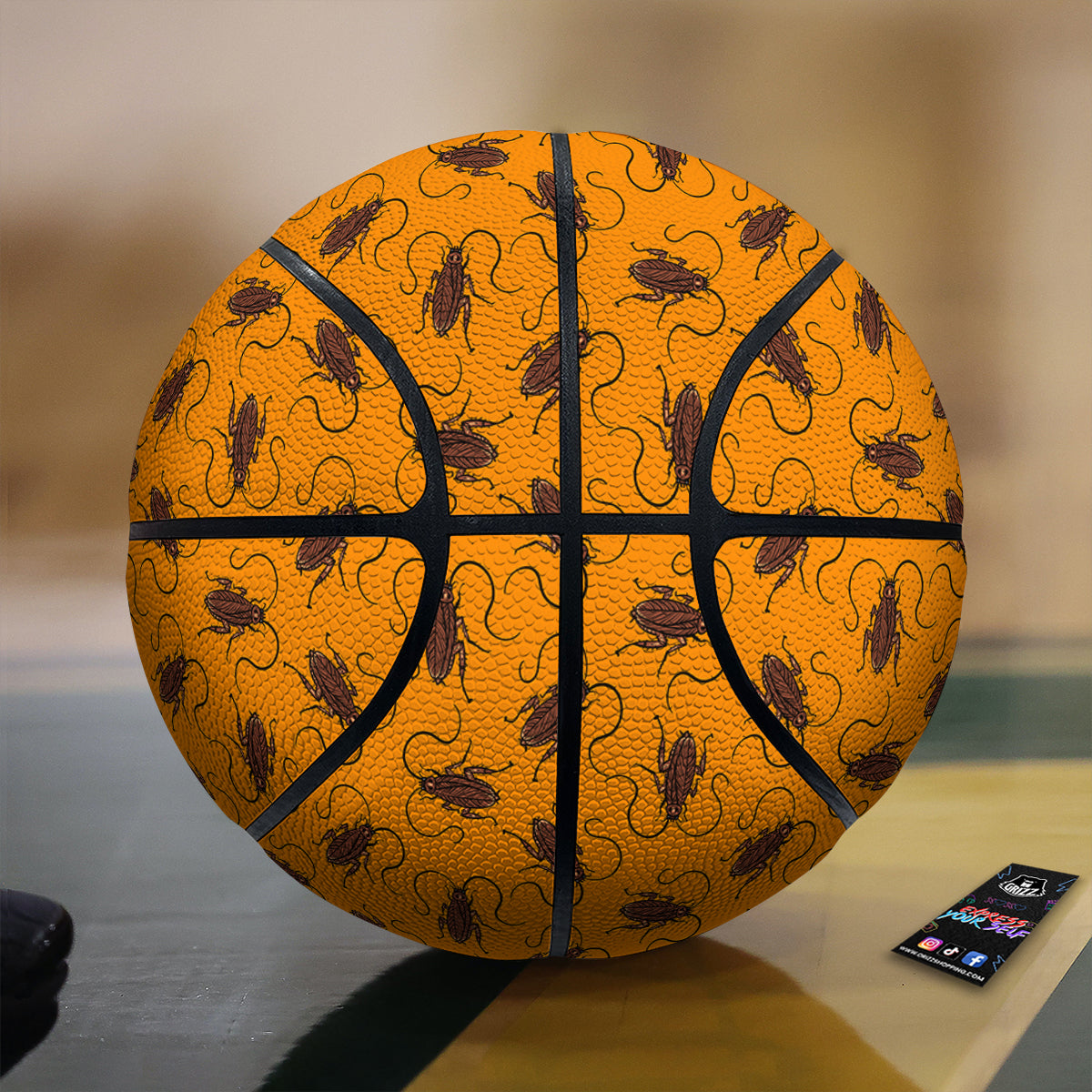 Cockroach Orange Print Pattern Basketball-grizzshop