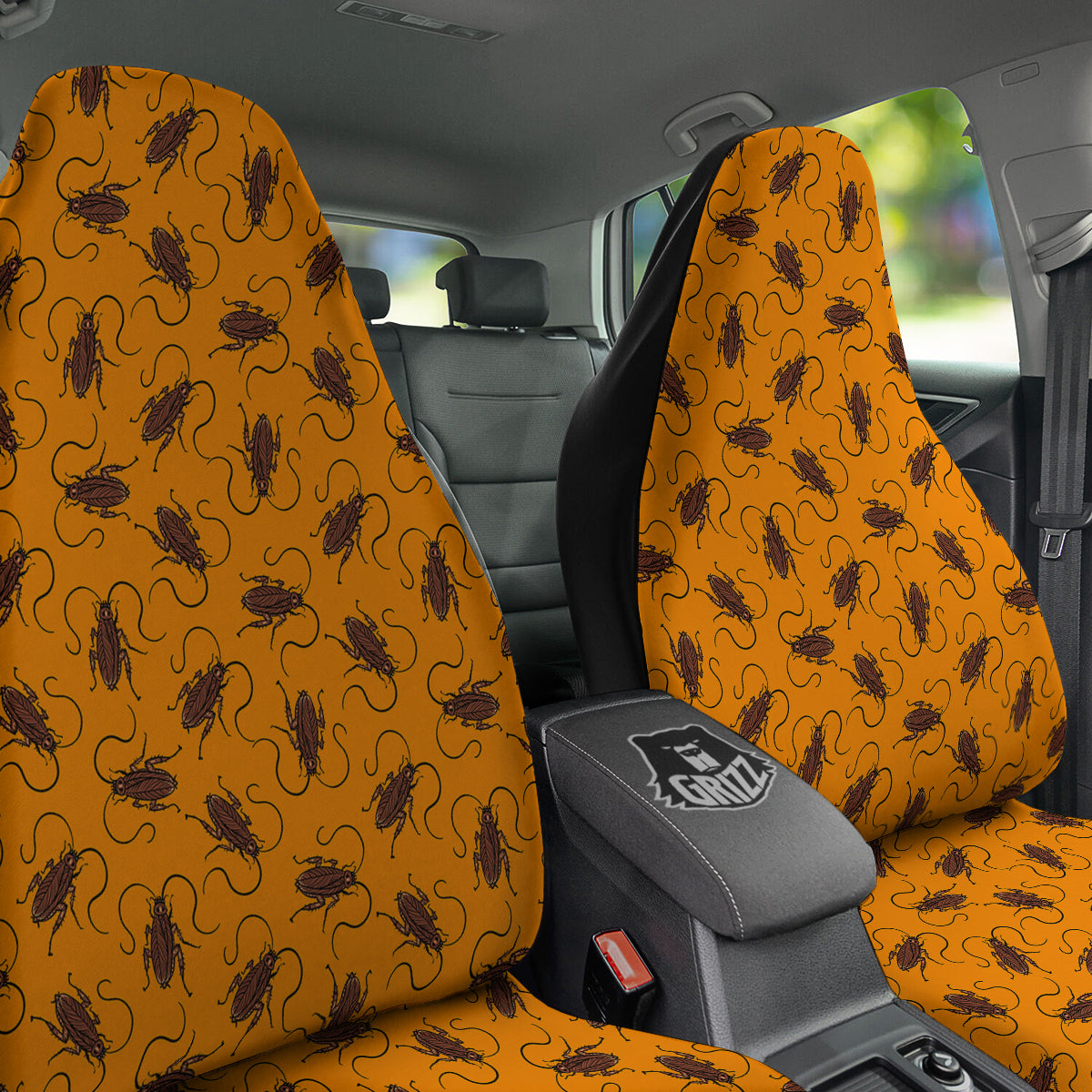 Cockroach Orange Print Pattern Car Seat Covers-grizzshop