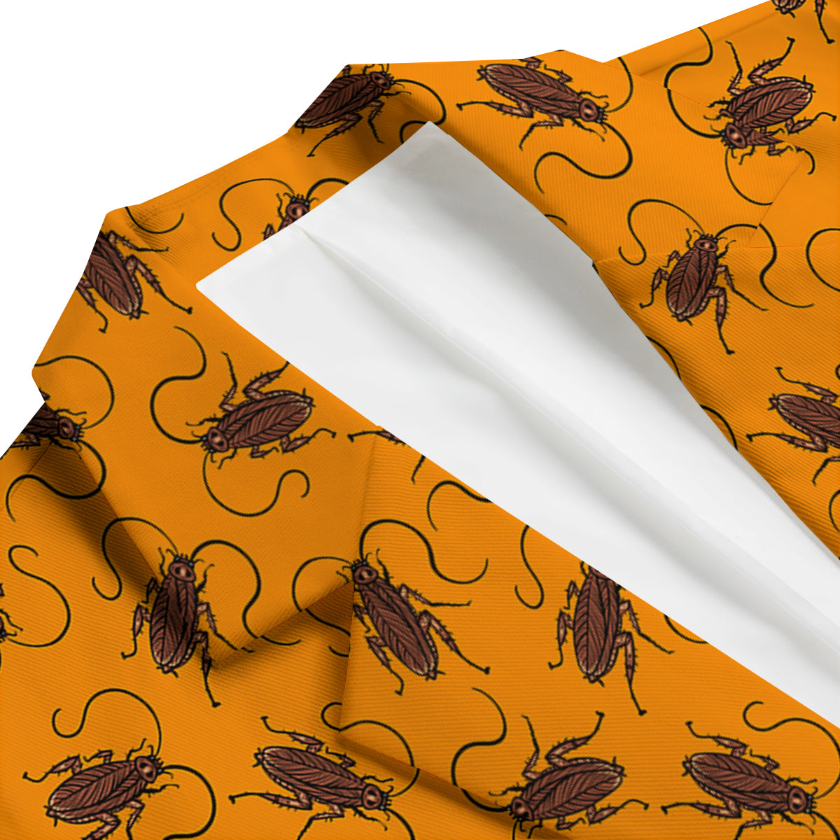 Cockroach Orange Print Pattern Men's Blazer-grizzshop