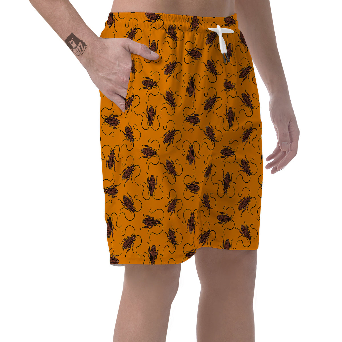 Cockroach Orange Print Pattern Men's Shorts-grizzshop