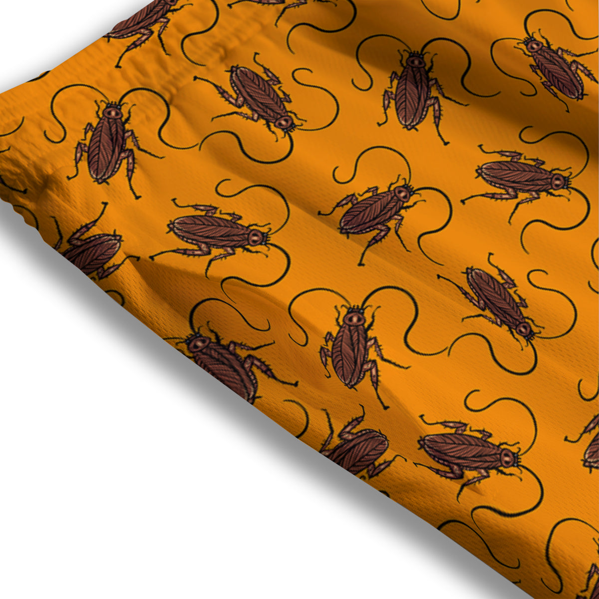 Cockroach Orange Print Pattern Mesh Shorts-grizzshop