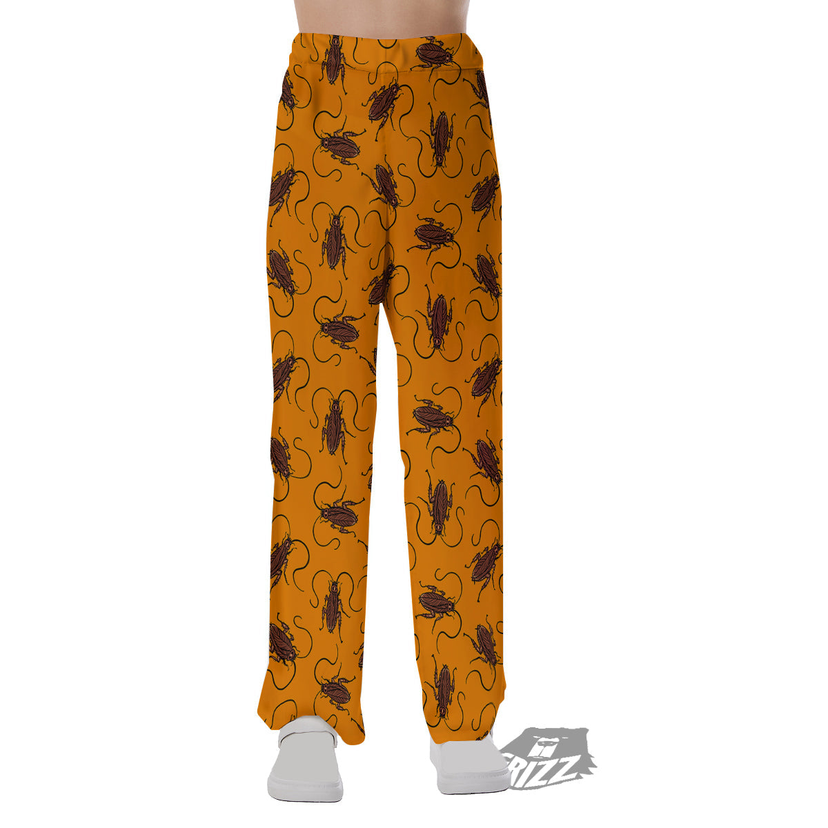 Cockroach Orange Print Pattern Pajama Pants-grizzshop