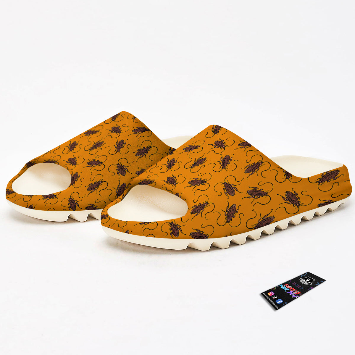 Cockroach Orange Print Pattern Sandals-grizzshop